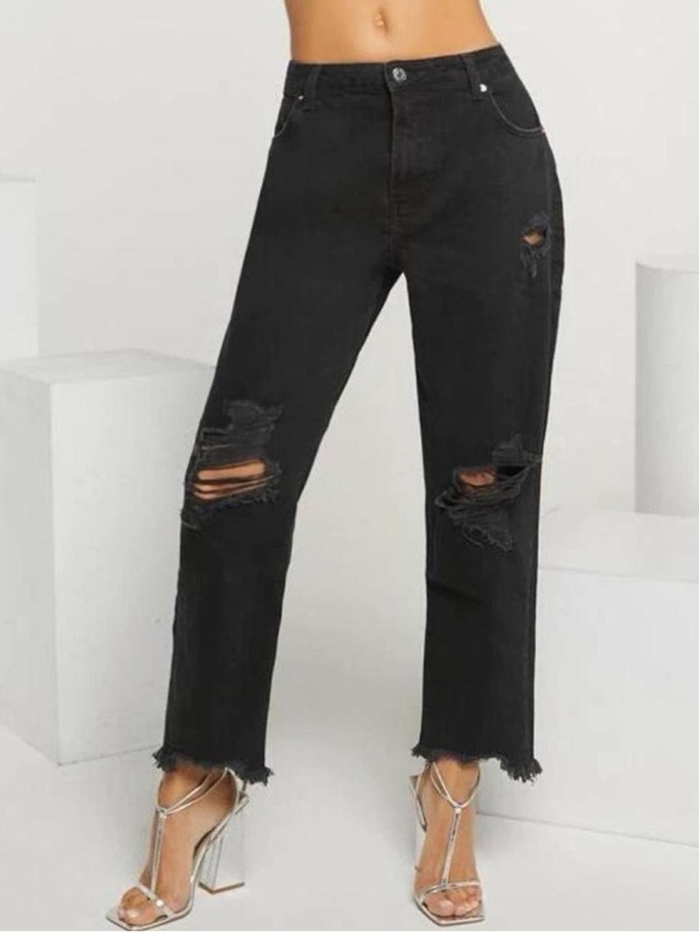 YMI Dream High Rise Distressed Black Ankle Jeans Size 3/26